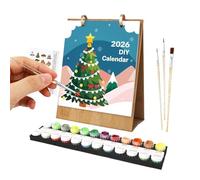 Calendario De Mesa De Pintura Navideña - Pizarra Creativa Para La Cuenta Regresiva De Navidad, Bloque De Planificador Artístico, Organizador Artesanal Académico De Bricolaje | Display Decorat