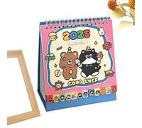 Calendario de mesa horizontal, calendario mensual con linda caricatura | Calendario de escritorio portátil con diseño de cómics | Calendario 2025 Calendario de mesa Encuadernación decorativa a do