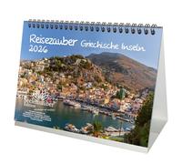 Calendario de mesa para 2026 Grecia, Islas Griegas, Mykonos, Santorini, Creta, mar, viajes, playa, vacaciones, Seelenzauber