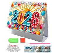 Calendario de oficina 2026 Arte de gemas decorativas, calendario mensual de mesa, pintura diamante, artesanal, para gestión del tiempo y organización de tareas