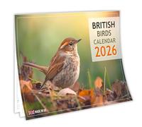 Calendario de pájaros británicos 2026 - Calendario de pared A4 A3 cuando está abierto, hermosa fotografía de especies de aves británicas, papel de seda de alta calidad de 150 g/m², cajas de fecha
