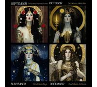 Calendario de pared 2024, calendario de pared 2024, diosa astrología, arte de pared 2024, calendario de fase lunar, decoraciones de astrología colgante 2024, calendario lunar para sala de estar