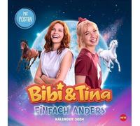 Calendario de pared 2024 de Bibi y Tina Film con encantadores recortes de película "Simplemente diferente". Calendario infantil 2024 con póster para separar. 30 x 30 cm.