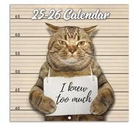 Calendario de pared 2024 - Gato divertido 2024, fotos de memes de regalo de broma de enero de diciembre, 12 x 24 pulgadas abiertas, mejor para regalo de elefante blanco, broma marrón (YAMMBQBQMD24A01)