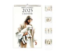 Calendario de pared 2025-2026 | Calendario de pared de historias bíblicas cristianas 2025, planificador mensual de papel, decoración del hogar para dormitorio, dormitorio, aula, escuela, oficina