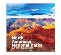 Calendario de pared 2025-2026, calendario de pared de parques nacionales 2025-2026, julio de 2025 a diciembre de 2026, 12 x 24 pulgadas (abierto), gancho colgante, bloques y días festivos, hermosos