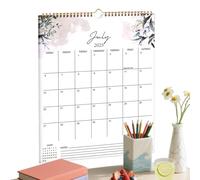 Calendario de pared 2025-2026 | Calendario suspendido de 18 meses | Bloques grandes con rayas de doble alambre Encuadernación Jul 2025 - Dic 2026 para planificación en casa, oficina o escuela