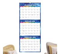 Calendario de pared 2025 3 meses - Vertical 3-Month Display Wirebound Planner, December 2024 To January 2026 | Thick Paper Organizer For Home And School Planner Yearly Planning Accessory