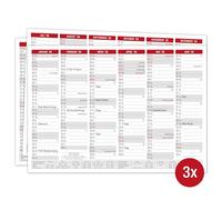 Calendario de pared 2025 A4, 3 calendarios de pared con vacaciones, calendario anual como planificador anual, calendario de hojas de 12 meses en la parte delantera y trasera [3 unidades]
