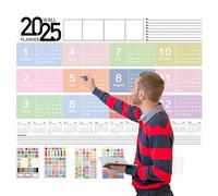 Calendario de pared 2025 grande,Calendario de pared anual 2025 - Calendario de pared de año completo,Planificador de horarios familiares de enero de 2025 a diciembre de 2025, accesorios de escritorio