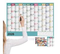 Calendario de Pared 2026 12 Meses,Calendario de Pared 2026 Gran Póster | Anual Académico con Pegatinas para Planificación de Profesores Estudiantes Hogar Oficina Aula