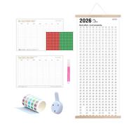 Calendario de pared 2026-2027 - Con pegatinas, bolígrafo planificador mensual, calendarios 2026-2027 Decoración de pared - para planeación de Navidad, Año Nuevo, organización, hogar, oficina, escuela