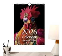 Calendario de pared 2026, agenda mensual con temática de gallina, divertido calendario 2026, divertido calendario 202.6 con temática de pollo para dormitorio, escuela, viajes, trabajo, apartamento