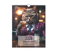 Calendario de pared 2026 - Calendario de pared de gato | Agenda 12, con fotos de gatos únicas y divertidas, perfecto para decorar el hogar o la oficina, organizar de forma segura, crear