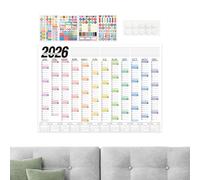Calendario de pared 2026,Calendario planificador anual grande 2026 | Calendario de notas - Para niños escuela dormitorio estudiantil aula profesores familia