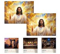 Calendario de pared 2026 con la hermosa imagen de Jesucristo - Fe diaria, paz y revelación divina, ideal para decoración del hogar, la iglesia y la oficina.