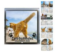 Calendario de pared 2026 de 12 meses, decorativo y funcional, planificador mensual con temática de gatos con organizador familiar para programación, perfecto para escritorio, sala de estar, dormitorio