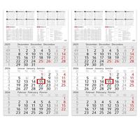 Calendario de pared 2026 de 3 meses con deslizador, calendario 2025, calendario de pared de 30 x 50 cm, calendario de oficina, con vacaciones escolares, días festivos y vista general anual (2 unidades
