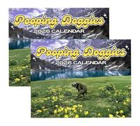 Calendario de pared 2026 de Pooping Doggies - Divertido regalo de mordaza para caca de perro, calendario divertido para caca de perro en un hermoso lugar, calendarios de arte de pa (2PCs)
