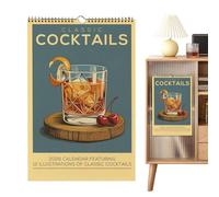 Calendario de pared 2026, guía de programación, aparato mensual para gestión del tiempo, planificador visual con temática de cócteles, muebles para el hogar, instrumento colgante para organización de