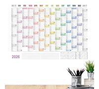 Calendario de pared 2026, organizador mensual 2026, planificador grande de 0.19 pulgadas, planificador de decoración de pared, etiquetas adhesivas incluidas, gestión de tareas y seguimiento integral
