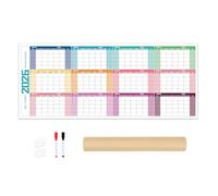 Calendario de pared 2026, planificador anual borrable, calendario de vista anual para programación diaria y organización de planes para profesores