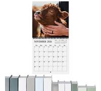 Calendario De Pared 2026 - Planificador De Agenda Mensual Con Motivo De Vacas - Calendario Mensual del Año 2026,Para Dormitorio Hotel Escuela Aula Viajes Trabajo Apartamento Hombres Y Mujeres