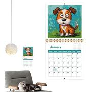 Calendario de pared 2026 - Planificador mensual semanal diario de perro, planificador de pared de perro 2026, para agenda académica, decoración del hogar, oficina, aula, estudiantes, profesores