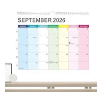 Calendario de pared 2026 - Planificador mensual y semanal con bloques rayados - Enero 2026-junio 2027 Calendario de escritorio Decoración de pared - para la programación académica, Año Nuevo, oficina