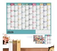 Calendario de pared 2026 - Póster grande calendario de pared 2026 | Póster académico planificador como idea de regalo para Navidad y Año Nuevo
