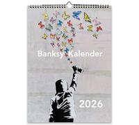 Calendario de pared 2026 Street Art Calendar Banksy Calendarios Butterfly Boy - Calendario bancario en formato A4 vertical con las mejores imágenes de arte callejero - Calendario anual 2026
