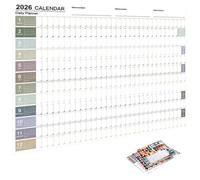 Calendario de pared 2026, suministros de trabajo grandes de 29 x 20 pulgadas con etiquetas de puntas, calendario de pared mensual, para leer, salud, estudio mental, escuela, tarea, hogar, vacaciones