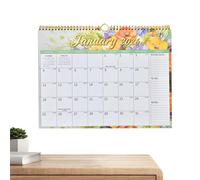 Calendario de pared 2026 - Tamaño de 37 x 30 cm de papel offset con diseño de flores, planificador mensual de 18 meses, agenda de escritorio doble | Gran soporte de papel para planificar Año Nuevo