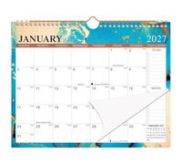 Calendario de Pared 2027-2028 Colgable, Resistente a la Tinta, Plan | Calendario mural anual para oficina en casa, lectura, estudio, tareas, ejercicio, vacaciones, fiesta,