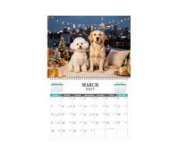 Calendario de pared 2027 de 12 meses, planificador diario de pared de perro | Calendario anual anual de perros A4 para el hogar, oficina, escuela, aula, organización de programación