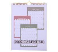 Calendario de Pared 2027 en Inglés, Espiral, Formato Colgante | Papel, Diseño Anual Festivos Internacionales, Espacio Amplio para Apuntes y Actividades, Uso Familiar y Escolar