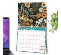 Calendario de pared 2027 - Planificador mensual con espiral floral de 12 me | Tamaño de 38x30 cm, diseño floral, encuadernación en espiral, diseño de bloque grande de papel , para organizar citas y