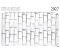 Calendario de pared ADINA 2027, A1, 84 x 60 cm, planificador anual grande con 14 meses, planificador familiar y de oficina, póster plegado, azul/negro