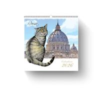 Calendario de Pared AIMA 2026 31x33 cm - Calendario de Pared con Espiral 12 Meses - Calendario con Gatos y Roma - Calendario con Gato 2026 - Con 2 Imanes de Regalo - Basílica de San Pedro del Vaticano