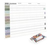 Calendario de pared anual - Calendario de pared 2026 con pegatinas, diseño plegable para un fácil almacenamiento, perfecto para la planificación de la oficina en el hogar, estilo 1