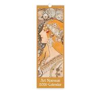 Calendario de pared Art Nouveau Slim 2026 | Planificador mensual con elegantes obras de arte Art Nouveau | Estilo decorativo clásico | Encuadernado de alambre con lazo para colgar