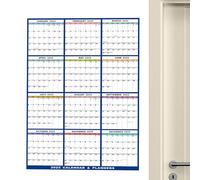 Calendario de pared borrable | 12 meses calendario anual de pared 2025,60 x 90 cm planificador para estudiantes maestros oficina pizarra familiar amigos escuela refrigerador