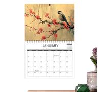 Calendario de pared - Calendario artístico con ilustraciones mensuales | Diseño de papel divertido y para aula, cocina, apartamento, dormitorio familiar, dormitorio, universidad, casa, niños