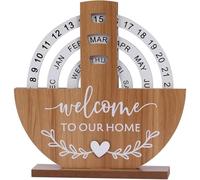 Calendario de pared Calendario perpetuo creativo de madera for escritorio, calendario manual giratorio con fecha, semana y mes Decoración estética para el escritorio(Shovel)