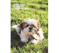 Calendario de pared con diseño de perro Shih Tzu, tamaño A3, encuadernado con alambre, a todo color, paquete de pegatinas de calendario.