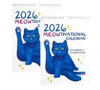 Calendario de pared con frases inspiradoras de gatos 2026, divertido calendario de pared con frases inspiradoras de gatos, de 12 meses, con ilustraciones a todo color. (2pcs)