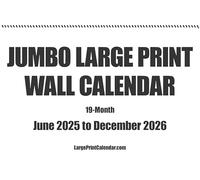 Calendario de pared con impresión grande de 19 meses, de junio de 2025 a diciembre de 2026, papel pesado, 17 pulgadas de ancho x 22 pulgadas de largo cuando está abierto.