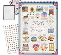 Calendario de pared con pegatinas "Lista de deseos 2026" - Celebra las estaciones de la vida, planificador inspirador de objetivos de 12 meses, decoración mensual motivacional (1Pcs)