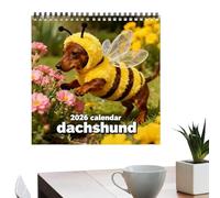 Calendario de pared Dachshund 2026 - Planificación anual de 12 meses decorativo | Calendario para colgar animales lindos, para casa, escuela, oficina, dormitorio, aula, estudiantes, maestros