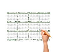 Calendario de pared de 12 meses, calendario de pared anual, planificador de pared grande en ambos lados, planificador calendario vacío reutilizable sin fecha, organizador laminado de cosas
